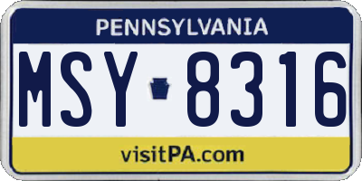 PA license plate MSY8316