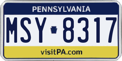 PA license plate MSY8317