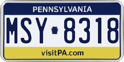 PA license plate MSY8318