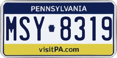 PA license plate MSY8319