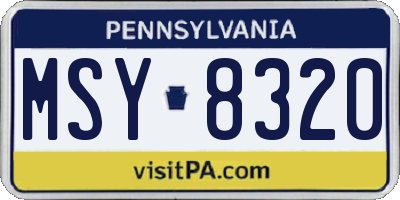 PA license plate MSY8320