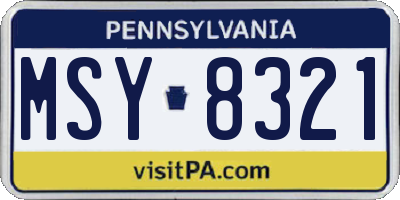PA license plate MSY8321