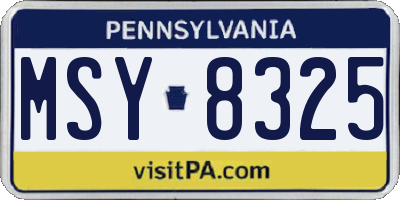 PA license plate MSY8325