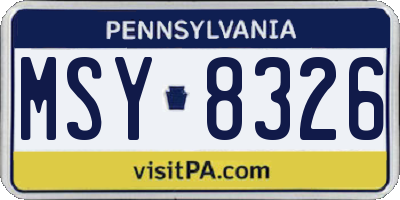 PA license plate MSY8326