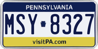 PA license plate MSY8327