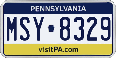 PA license plate MSY8329