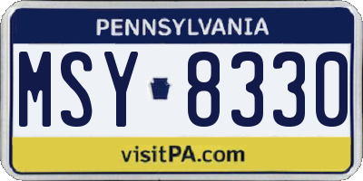 PA license plate MSY8330