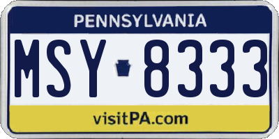 PA license plate MSY8333