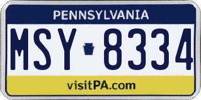 PA license plate MSY8334