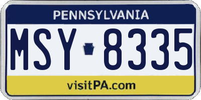 PA license plate MSY8335