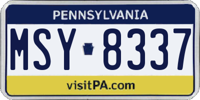 PA license plate MSY8337