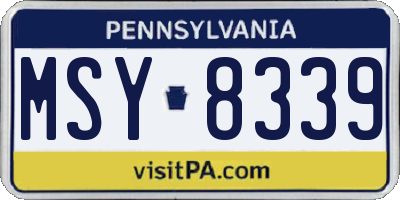 PA license plate MSY8339