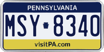 PA license plate MSY8340
