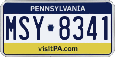 PA license plate MSY8341