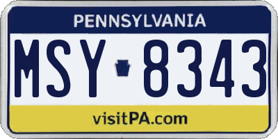 PA license plate MSY8343