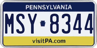 PA license plate MSY8344