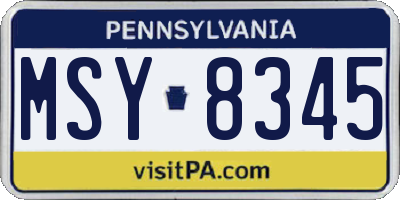 PA license plate MSY8345