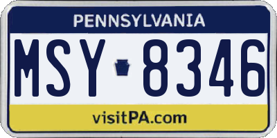 PA license plate MSY8346