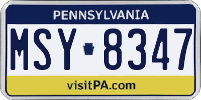 PA license plate MSY8347