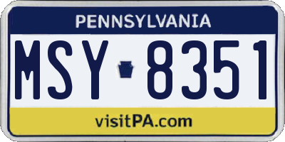 PA license plate MSY8351