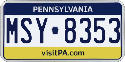 PA license plate MSY8353