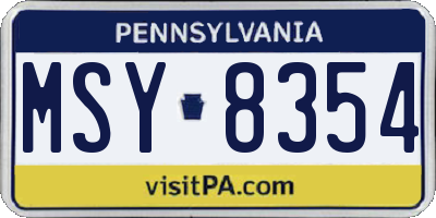 PA license plate MSY8354