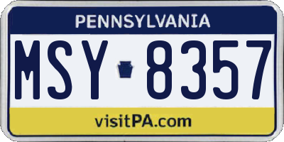 PA license plate MSY8357
