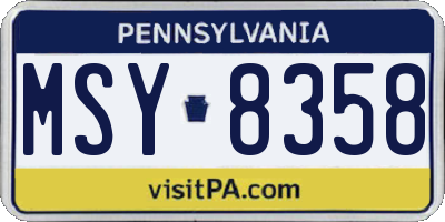 PA license plate MSY8358