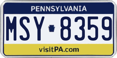 PA license plate MSY8359