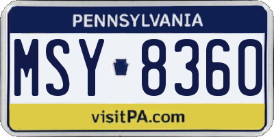 PA license plate MSY8360
