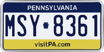 PA license plate MSY8361