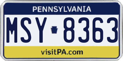 PA license plate MSY8363