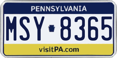 PA license plate MSY8365