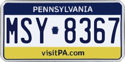 PA license plate MSY8367