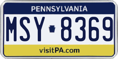 PA license plate MSY8369