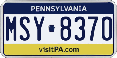 PA license plate MSY8370