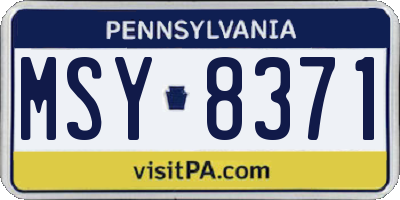 PA license plate MSY8371