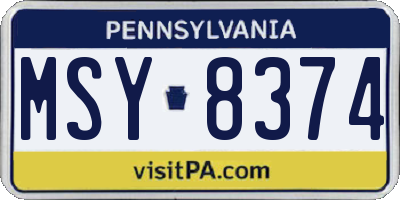 PA license plate MSY8374