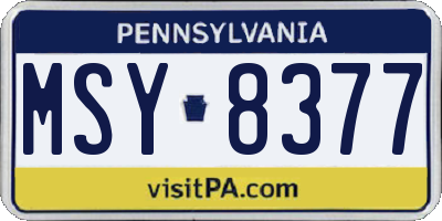 PA license plate MSY8377