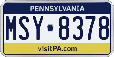 PA license plate MSY8378
