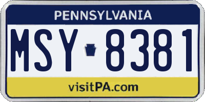 PA license plate MSY8381