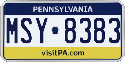 PA license plate MSY8383