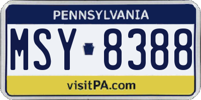 PA license plate MSY8388