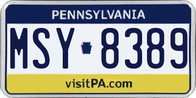 PA license plate MSY8389