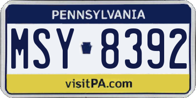 PA license plate MSY8392