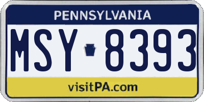 PA license plate MSY8393