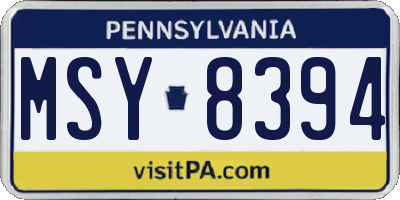 PA license plate MSY8394