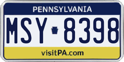 PA license plate MSY8398