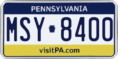 PA license plate MSY8400