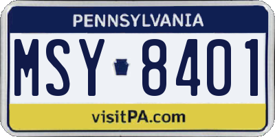 PA license plate MSY8401